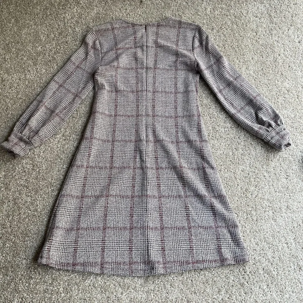 Ann Taylor Dress Womens XXS Gray Plaid Long Sleeve Tweed Shift Short Office